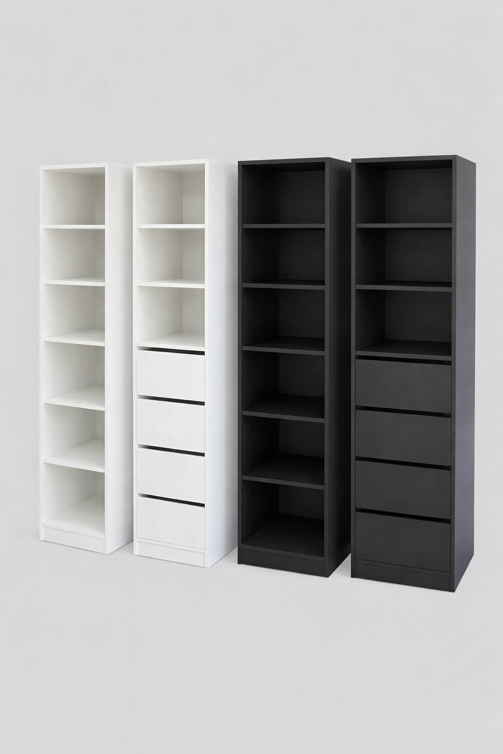 Tall Storage Cabinet, 4 Drawers plus Shelves